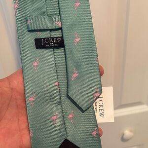 J. Crew Teal Tie with Pink Flamingos